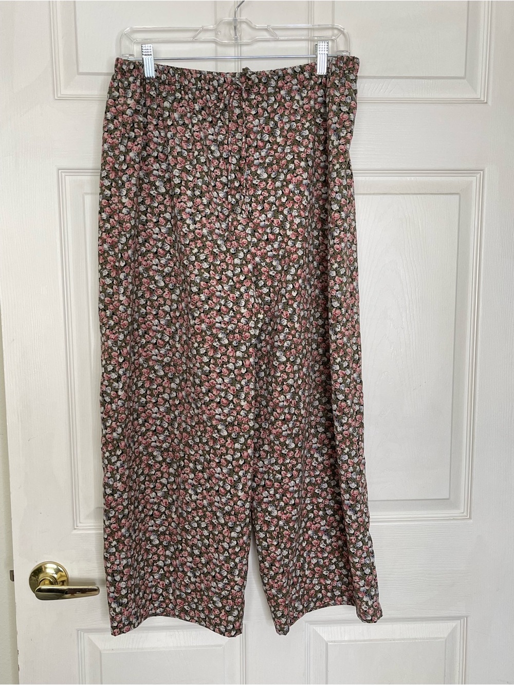 AGB Pink & Green Floral Wide-Leg Pants Flowy Lightweight